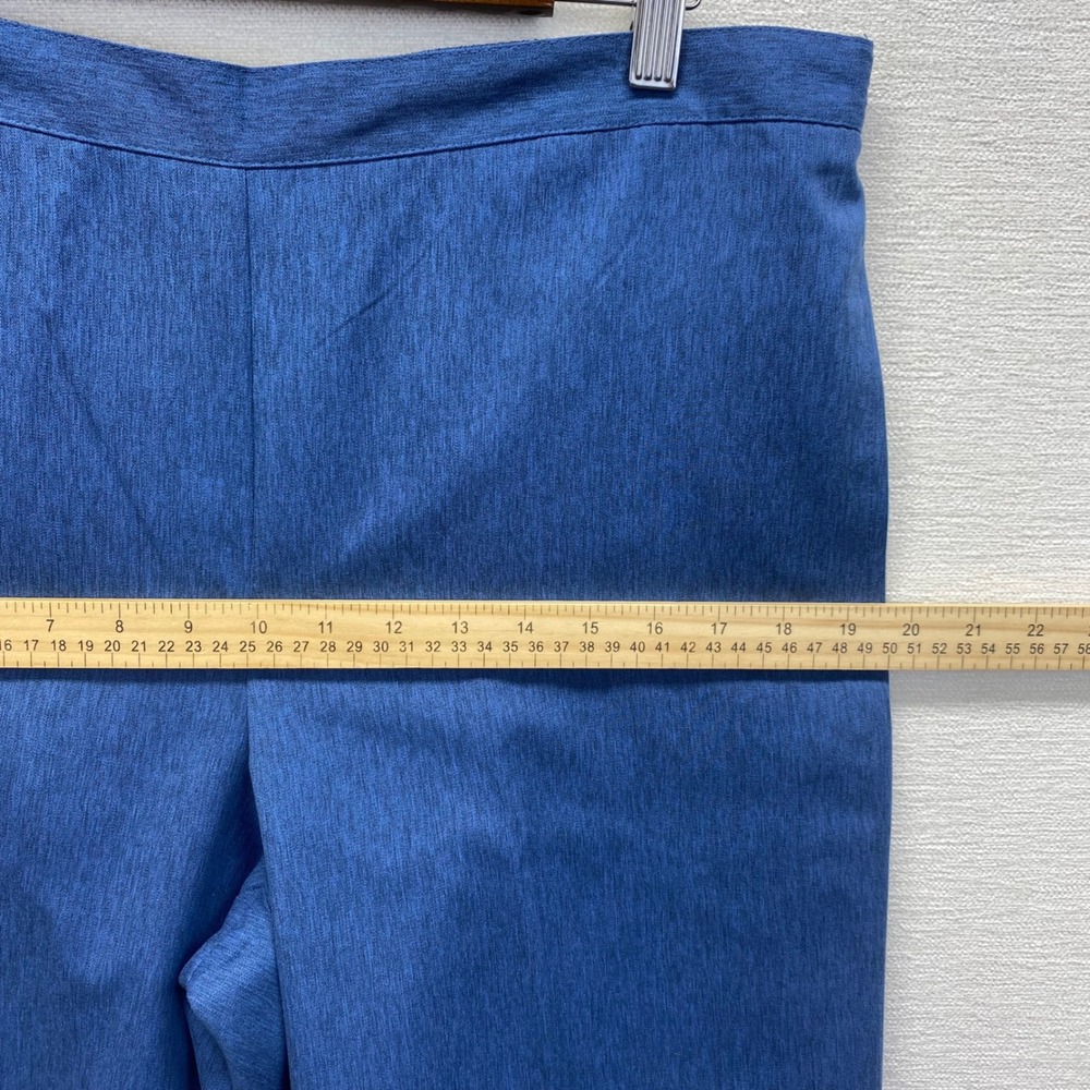 Alfred Dunner Petite 16P Blue Textured Pull On Flat Front Elastic Back Pants - Picture 11 of 12